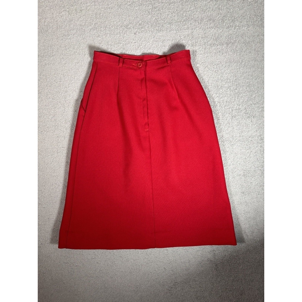 Vintage Levi Strauss & Co Red High Waisted A-Line Midi Skirt Fits XS‎ Pockets